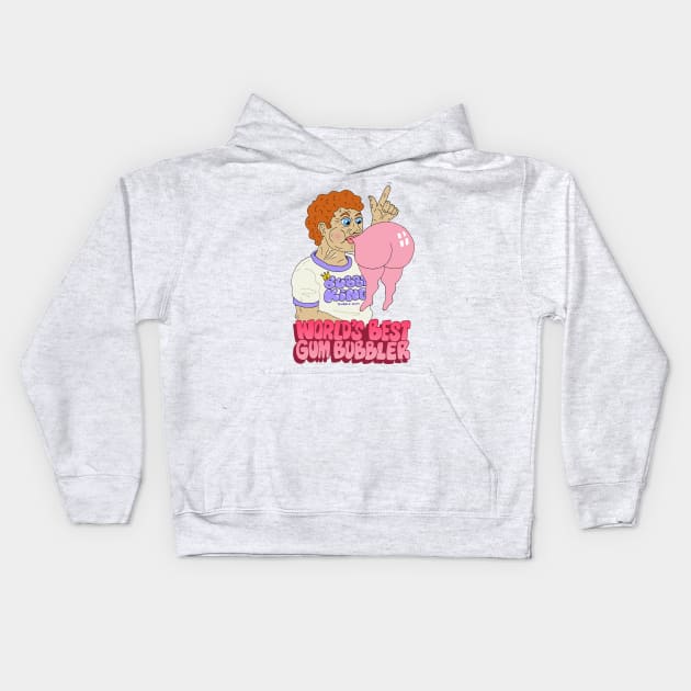 WORLD'S BEST GUM BUBBLER Kids Hoodie by andewhallart